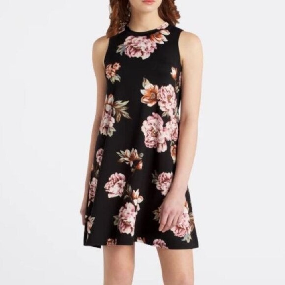 Fortune & Ivy Women's Sleeveless Black Floral Polyester Shift Dress - 2XL